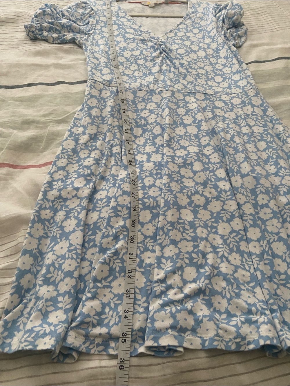 Boden Jersey Dress Light Blue and White Floral, Size 8 - Picture 7 of 8
